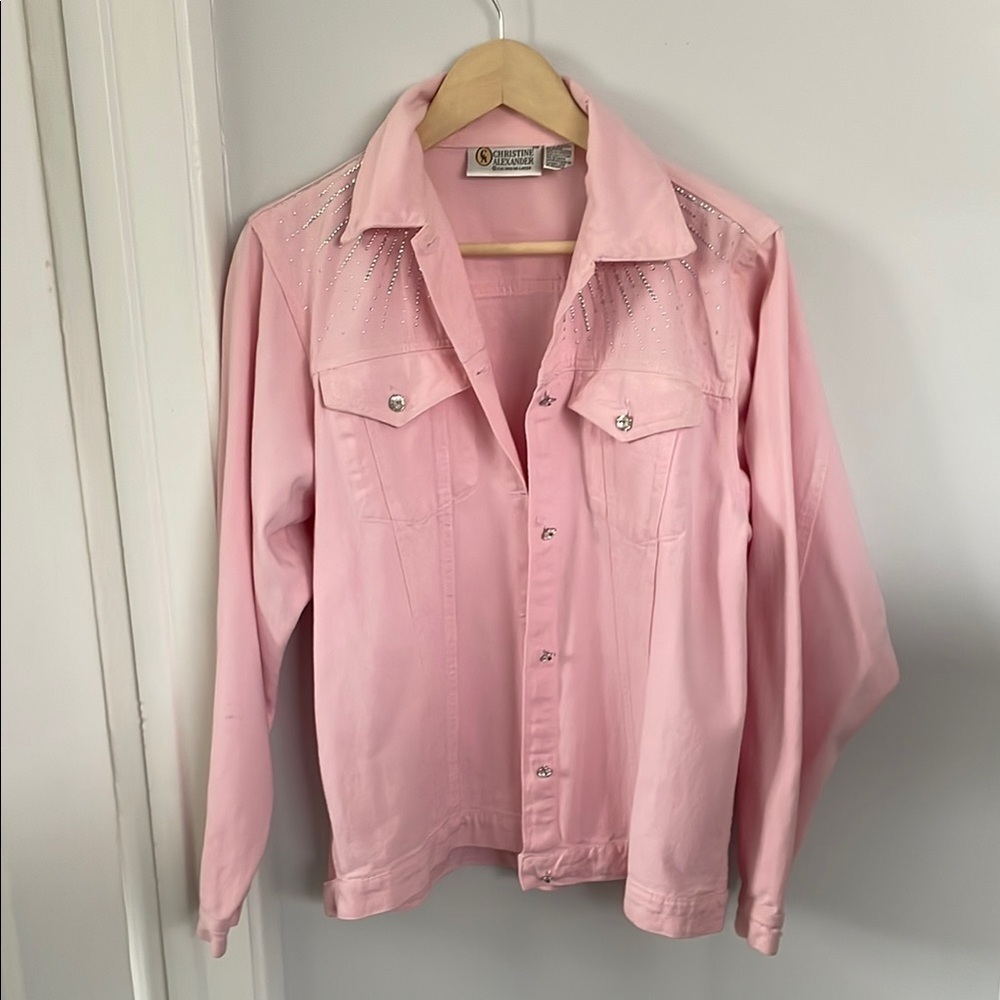 Christine Alexander Pink Jean Jacket Classic women size L